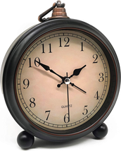 Vintage Retro Analog Alarm Clock, 4 Inch Super Silent Non Ticking Small Clock wi - £17.80 GBP