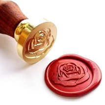 Elegant Rose Wax Seal Stamp With Rosewood Handle, Decorating On Invitation Envel - £15.71 GBP