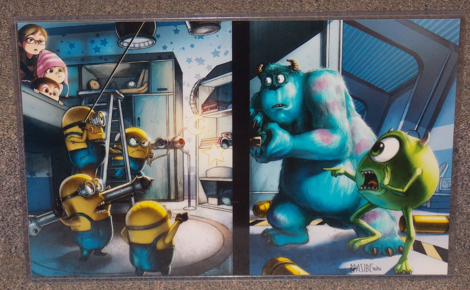 Primary image for Monsters Inc vs Dispicable Me Glossy Print 11 x 17 In Hard Plastic Sleeve