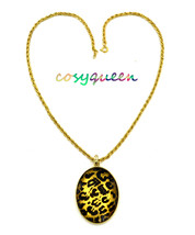 Women new yellow gold leopard spot oval facet pendant chain necklace - $9,999.00