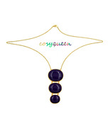 Women new gold purple blue oval stone drop chain necklace - £7,830.60 GBP
