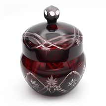 Crystal Jewelry Box, Lidded Jar, Treasure Bohemia Cut Glass, Vintage Kee... - $57.99 CAD