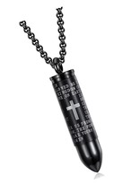 Bullet Pendant Necklace Stainless Steel Lords Prayer - £34.76 GBP