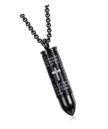 Bullet Pendant Necklace Stainless Steel Lords Prayer - £34.66 GBP
