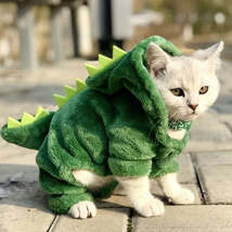 Pet Cat Clothes Funny Dinosaur Costumes Coat Winter Warm Fleece Cat Clothing For - £9.24 GBP+