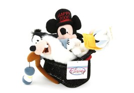 Disney Store 2000 Millennium Bean Bag Set Mickey Mouse Donald Duck Goofy In Hat - £18.64 GBP