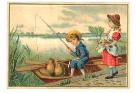 5 cent Bargain Store Victorian trade card fishing boat advertising ephemera - $14.00