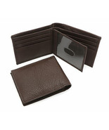Bifold Brown Genuine Leather Wallet with Inner Flap Card Window &amp; Outer ... - $24.25 CAD