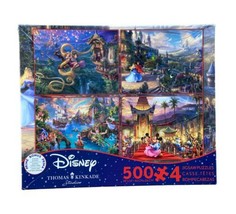 Thomas Kinkade Studios Set of 4 500 Piece Disney Ceaco Puzzle Set 2000 pc - £18.69 GBP