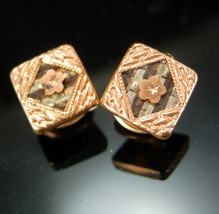 Antique Victorian Stud Cufflinks Button Floral Men&#39;s Fine Jewelry rose gold hing - £97.73 GBP