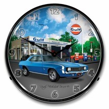 1969 SS Camaro Gulf Station LED Clock Garage Oil Car Man Cave Lighted Nostalgic - £192.91 GBP