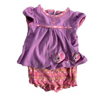 Okie Dokie Girls Baby Infant 0 3 Months Purple Pink Polka Dot Elephant 1... - $4.99