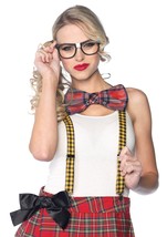 Leg Avenue 3 Piece Nerd Costume Kit Includes Suspenders Bow Tie and Glasses, Mul - £21.67 GBP