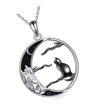 Cat Necklace for Women Sterling Silver Abalone Shell - £114.53 GBP