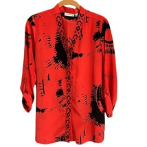 Susan Graver QVC Red &amp; Black Abstract Print Blouse Tunic Size S - $17.28