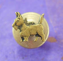 Scottish Terrier Tie Tack Vintage gold Lapel Pin Pinback scottie Dog Figural ani - £59.94 GBP