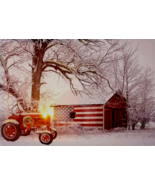 Led Americana Tractor and Flag Barn Print- Battery Operated - $51.97 CAD