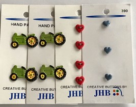 Lot ~ 11 Vintage JHB Buttons ~ John Deere Green TRACTOR ~ Red &amp; Blue HEA... - £11.14 GBP