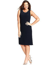 R &amp; M Richards New Womens Navy  Sleeveless Glitter Shift Dress   Plus      18W - £21.41 GBP