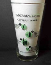 Bacardi Mojito Pint glass 4 steps to FRESH black &amp; green on clear - $9.26