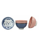 Japanese Lucky Cat Maneki Neko 4.5&quot;D 11oz Colorful Porcelain Rice Bowls ... - £25.49 GBP