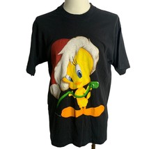 Vintage 90s Looney Tunes Holiday Crewneck TShirt M Black Single Stitch C... - £27.94 GBP