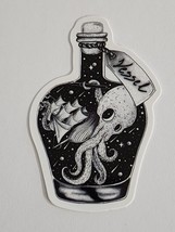Octopus Holding Ship in Bottle with Vessel Label Sticker Decal Fun Embellishment - £1.83 GBP
