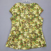 Liz Claiborne Women Shirt Size XL Green Stretch Forest Fairy Cap Sleeves V-Neck - £8.56 GBP