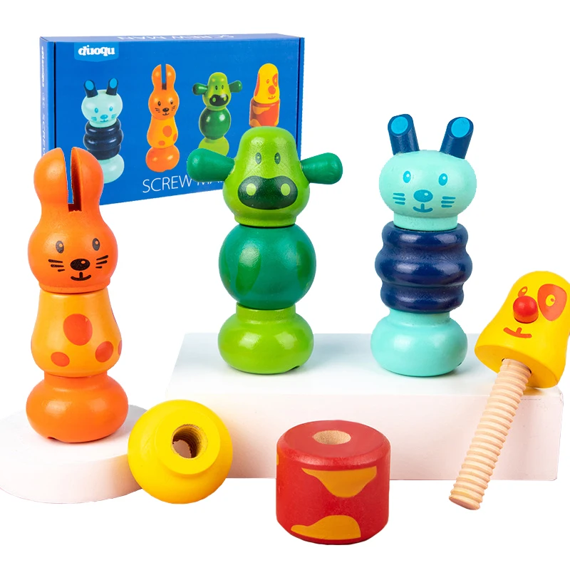 Montessori Animal Screw Nut Assembly DIY Toys Animal Color Matching Block Fine - £16.79 GBP+