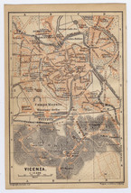 1906 Original Antique City Map Of Vicenza / Veneto / Italy - £20.65 GBP