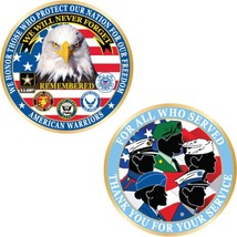 CH3420 We Will Never Forget American Warriors - Challenge Coin - 1-3/4&quot; - £9.61 GBP
