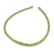 16 Ct Oval Cut Green Peridot 18 Inch Tennis Necklace 14k White Gold Finish - £239.79 GBP