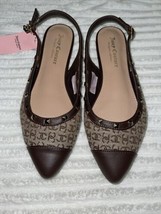 Juicy Couture Flat Shoe Pointed Toe Poetry Brown Monogram Logo JC Charm SZ 8.5 - £18.35 GBP