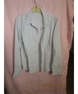 Classic Fitted Pinstripe Shirt, Darts, Wrinkle Free Tan &amp; White &amp; Blue - £7.71 GBP