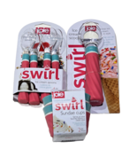 Joie Combo 2 Sundae Cups 1 Ice Cream Scoop 4 Swirl Spoons Pink Blue Clear - $478.61 MXN