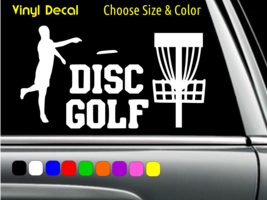 Disc Golf Player And Basket Decal Laptop Car Window Sticker Choose Size Color - £2.26 GBP+