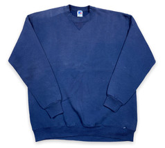 Vintage 90s Russell Athletic Blank Sweatshirt Crewneck Plain Navy XL Fad... - $19.79