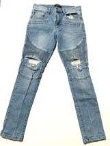 Forever 21 Mens Sz 30 x 30 Moto Jean Busted Broken Knee Jeans - £15.52 GBP