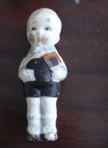 Vintage Small Bisque Little Boy w/ Book Doll Figurine 3 3/4&quot; Tall - $18.81