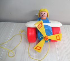 Fisher Price vintage 1980 Airplane Pull Toy w/ pilot  #171 - £7.86 GBP