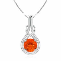 Authenticity Guarantee 
Fire Opal Solitaire Infinity Knot Pendant in Silver (... - £443.00 GBP
