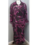 Mary McFadden 2 Piece Set Jacket &amp; Dress Women&#39;s 18W Black Pink Geometri... - $68.04 CAD