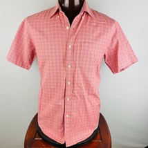 Lyle &amp; Scott Mens Medium M Combed Cotton Plaid Short Sleeve Button Front Shirt - £14.05 GBP