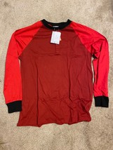 LuLaRoe Mark Henley Shirt Long Sleeve Size 2 toned ringer solid red  NWT - £14.54 GBP