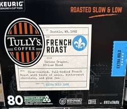 Tully&#39;s Coffee, French Roast, Keurig K-Cup Pods, Extra Bold, 80 Count - £39.68 GBP