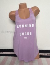 Victoria&#39;s Secret Pink Running Sucks Purple White Mesh Y-Back Yoga Tank ... - £23.58 GBP