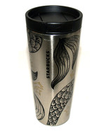 Starbucks Silver-Black Metal Mermaid Siren 16 oz Travel Thermal Tumbler - $13.80