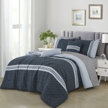 HIG 9 PCS Brushed Microfiber Comforter Set Botanical Embroidered Bed in ... - £49.32 GBP+