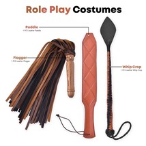 Genuine Leather Flogger, Leather Paddle ,Leather Crop Bdsm Role Play Costume Set - £44.12 GBP