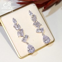 Shiny Cubic Zirconia Crystal Pendant Long Dinner Party Women&#39;s Earrings New Fash - £36.25 GBP